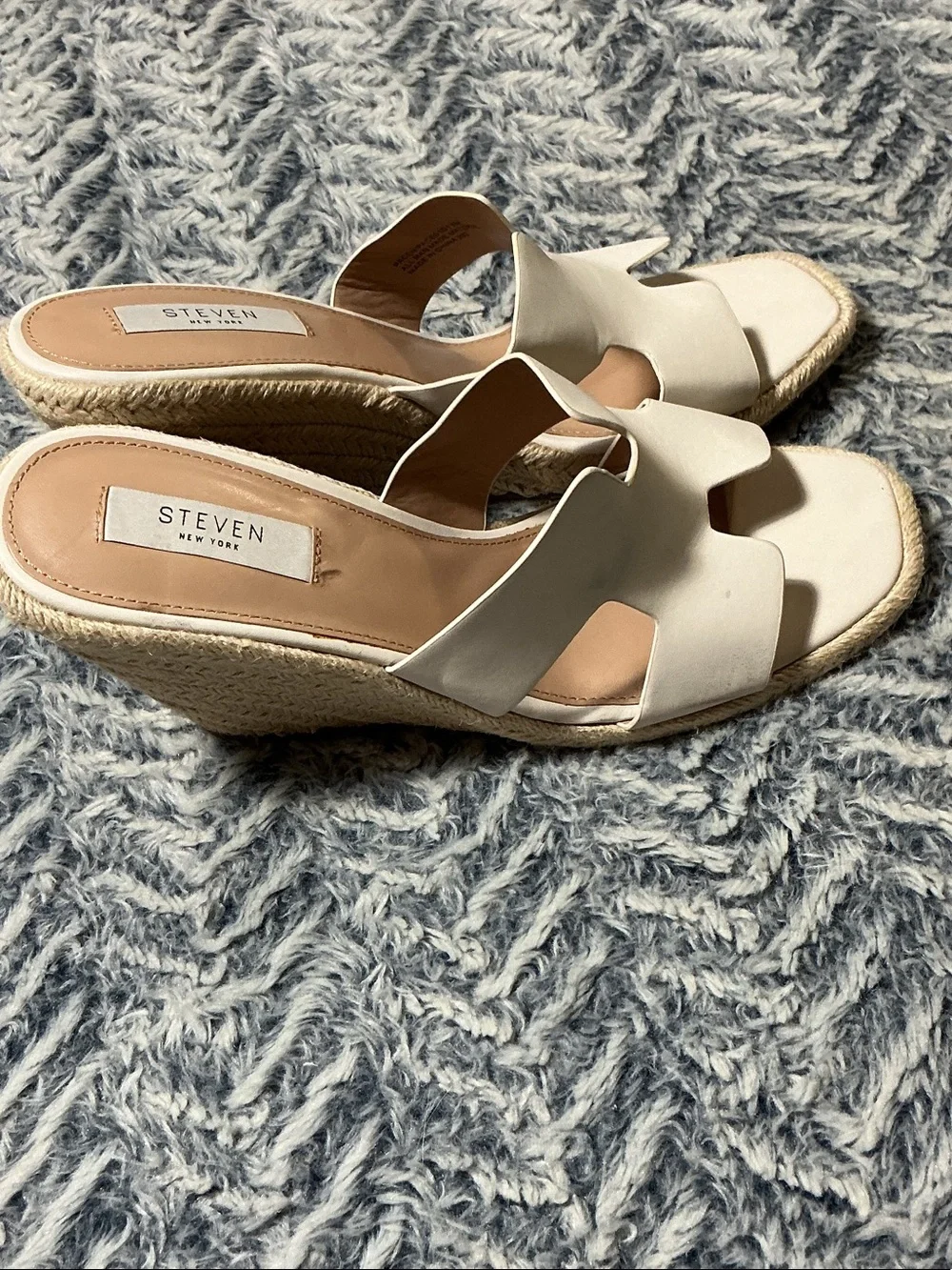Steven New York Pacen Wedge Sandal Cream White Wedge Espadrille Slides